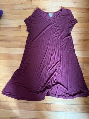 Mossimo Supply Co. Burgundy Pocket T-Shirt Dress